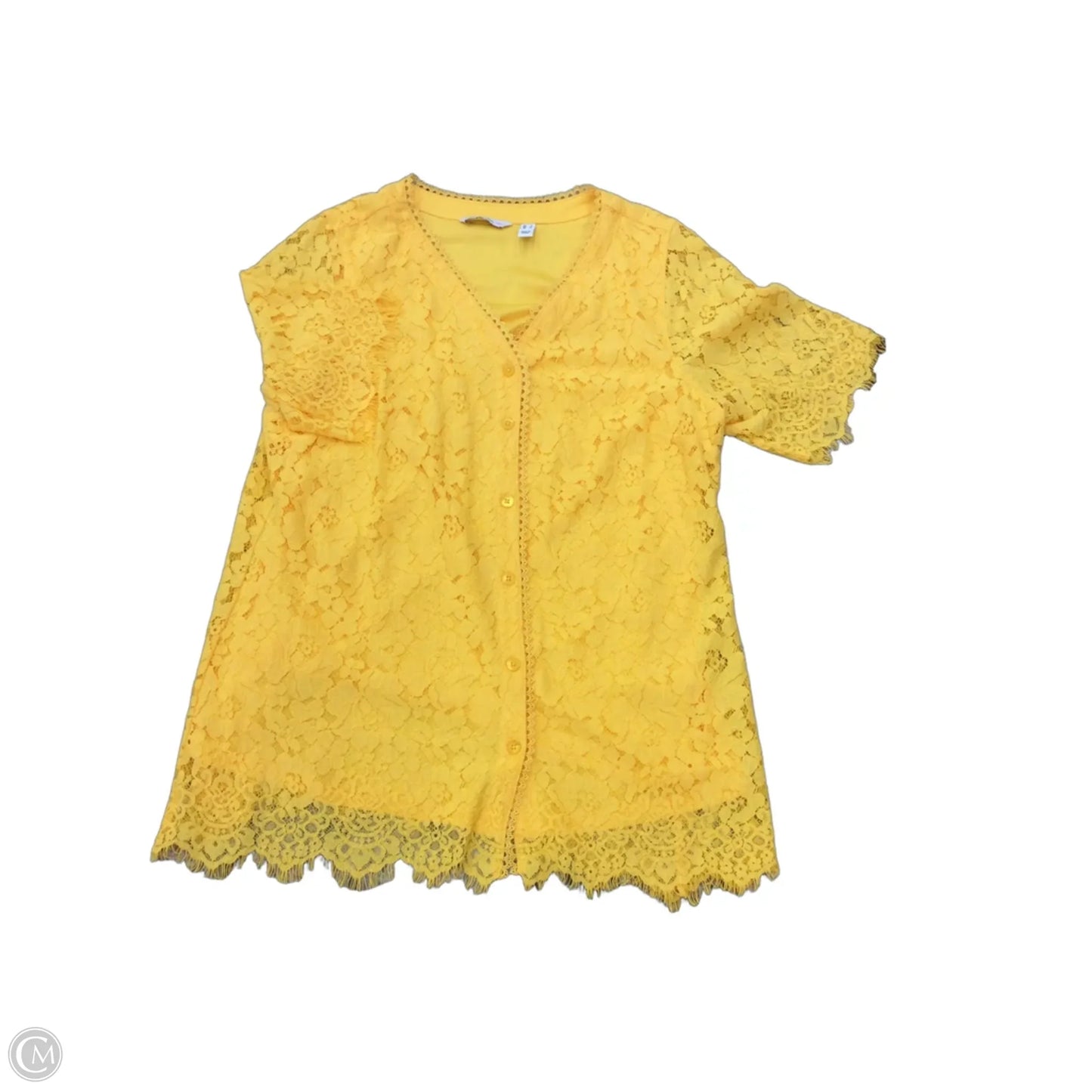 Top Short Sleeve By Isaac Mizrahi Live Qvc In Yellow, Size: L
