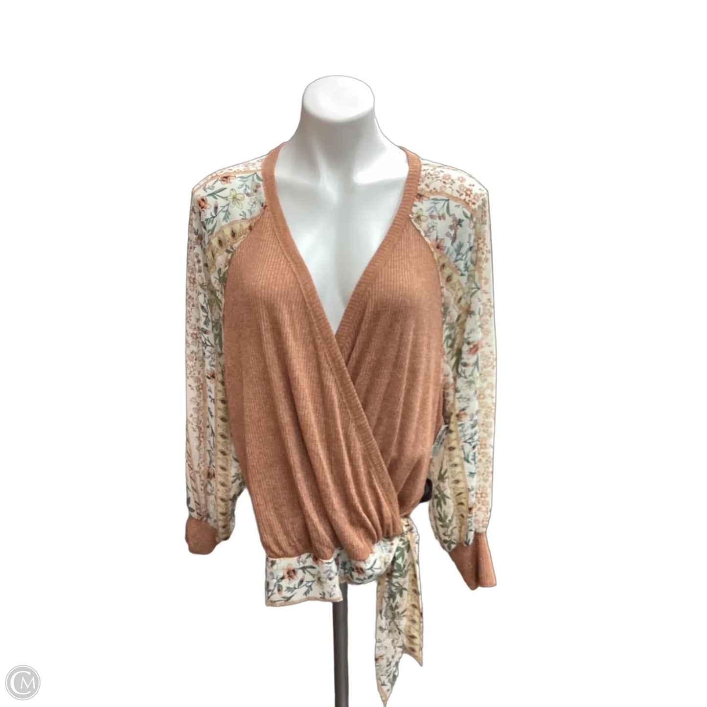 Top Long Sleeve By Blu Pepper In Orange, Size: L
