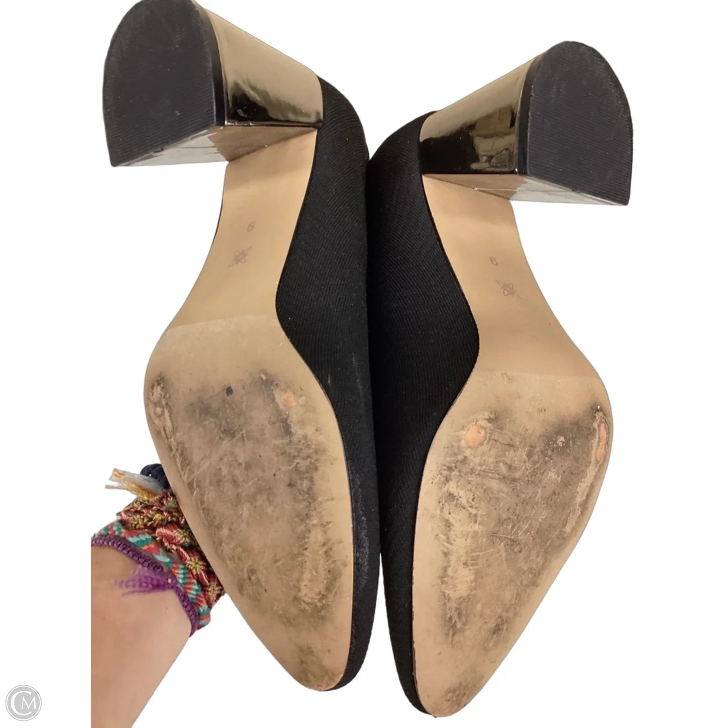 Boots Ankle Heels By Bcbgeneration In Black & Silver, Size: 9