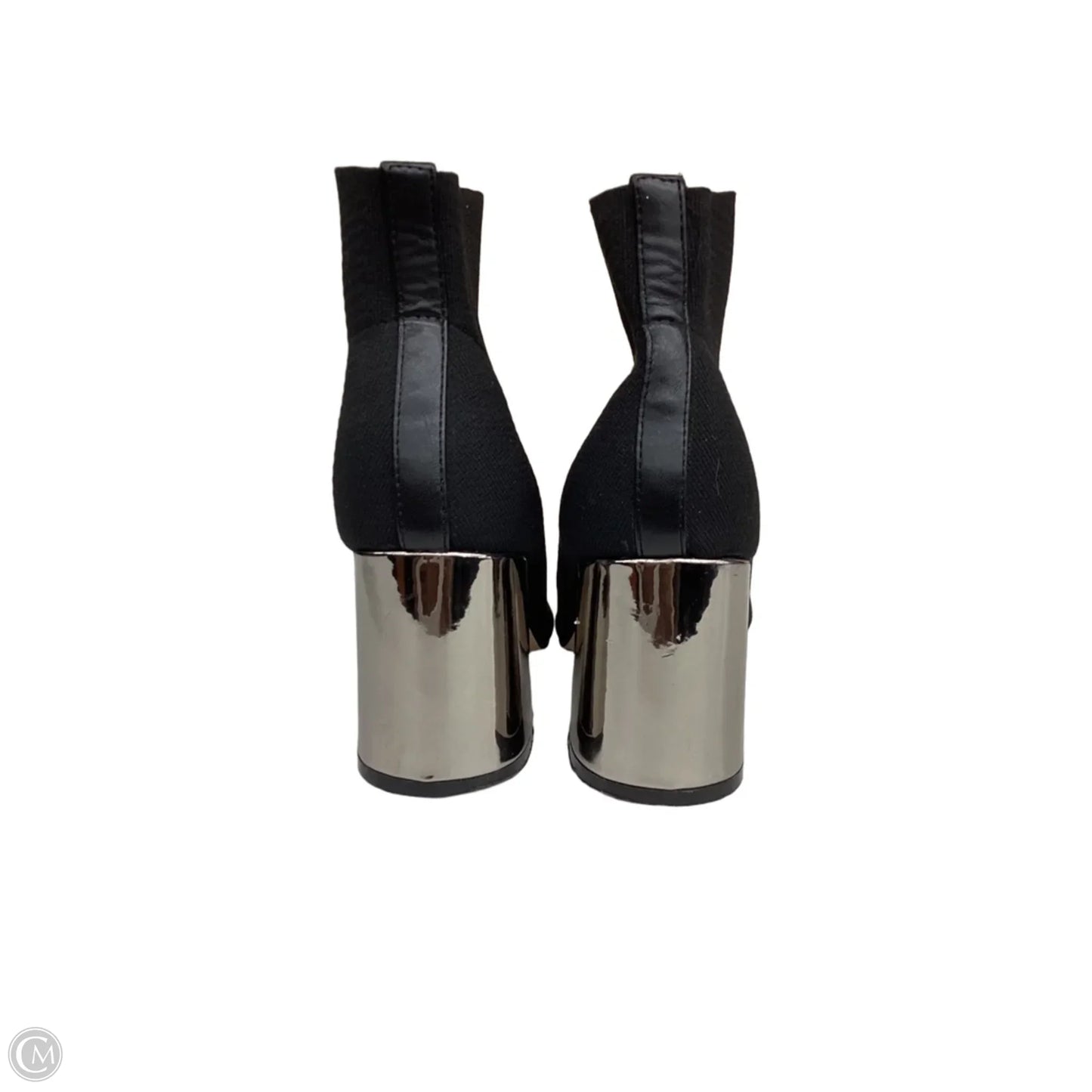 Boots Ankle Heels By Bcbgeneration In Black & Silver, Size: 9