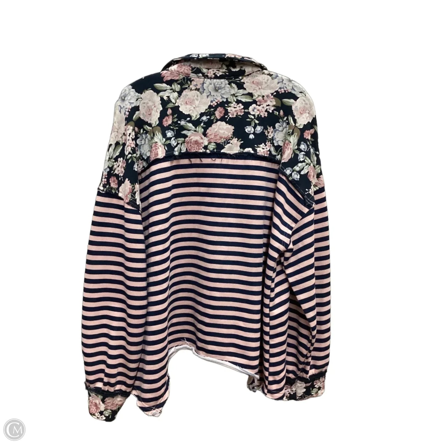 Sweatshirt Collar By Davi & Dani In Blue & Pink, Size: 2x