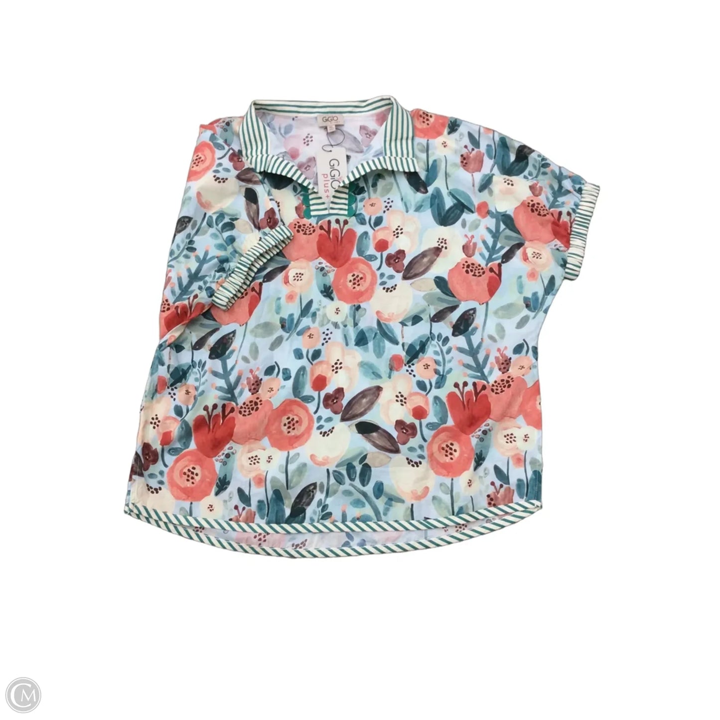 Top Short Sleeve By Gigio In Floral Print, Size: 1x