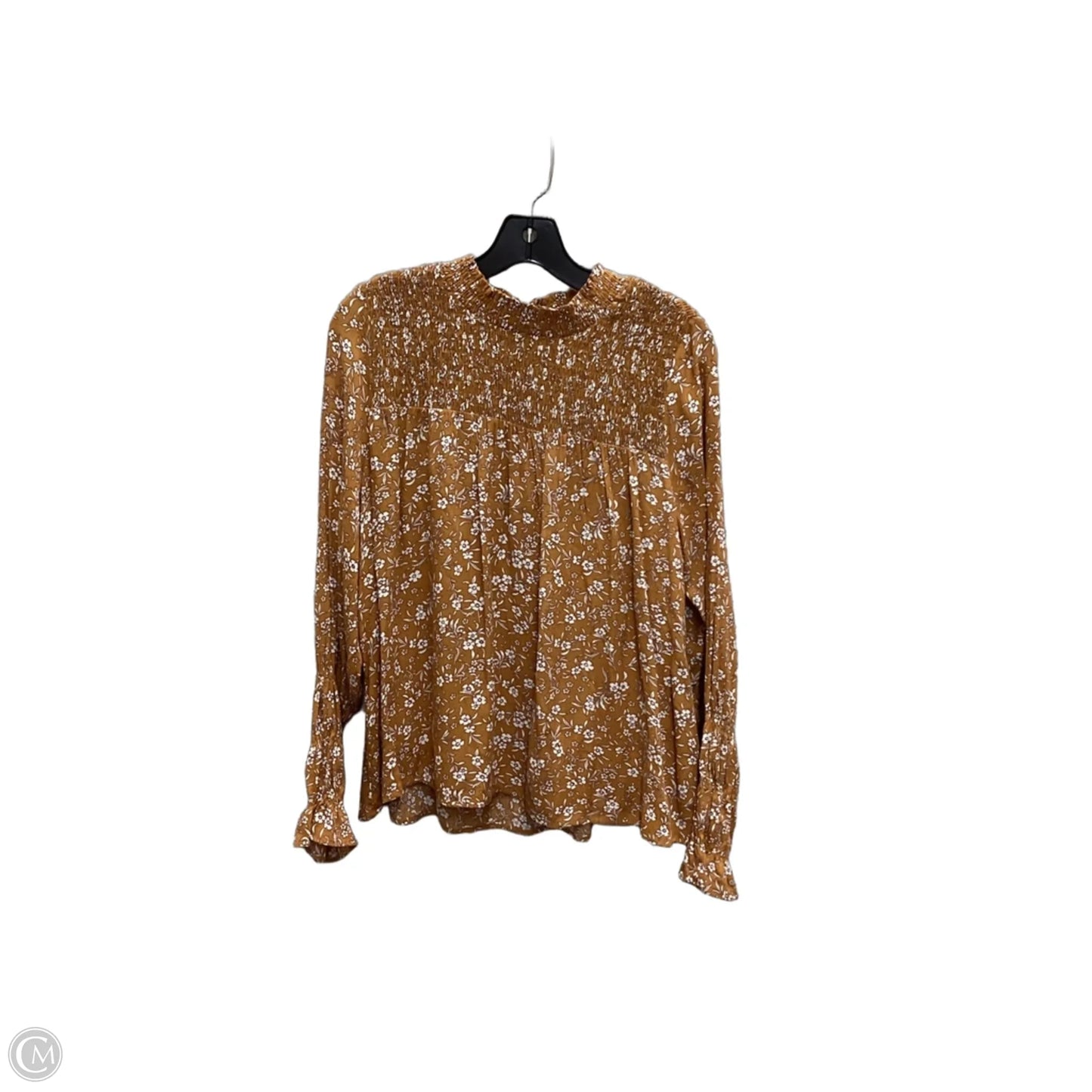 Top Long Sleeve By Thml In Tan & White, Size: M