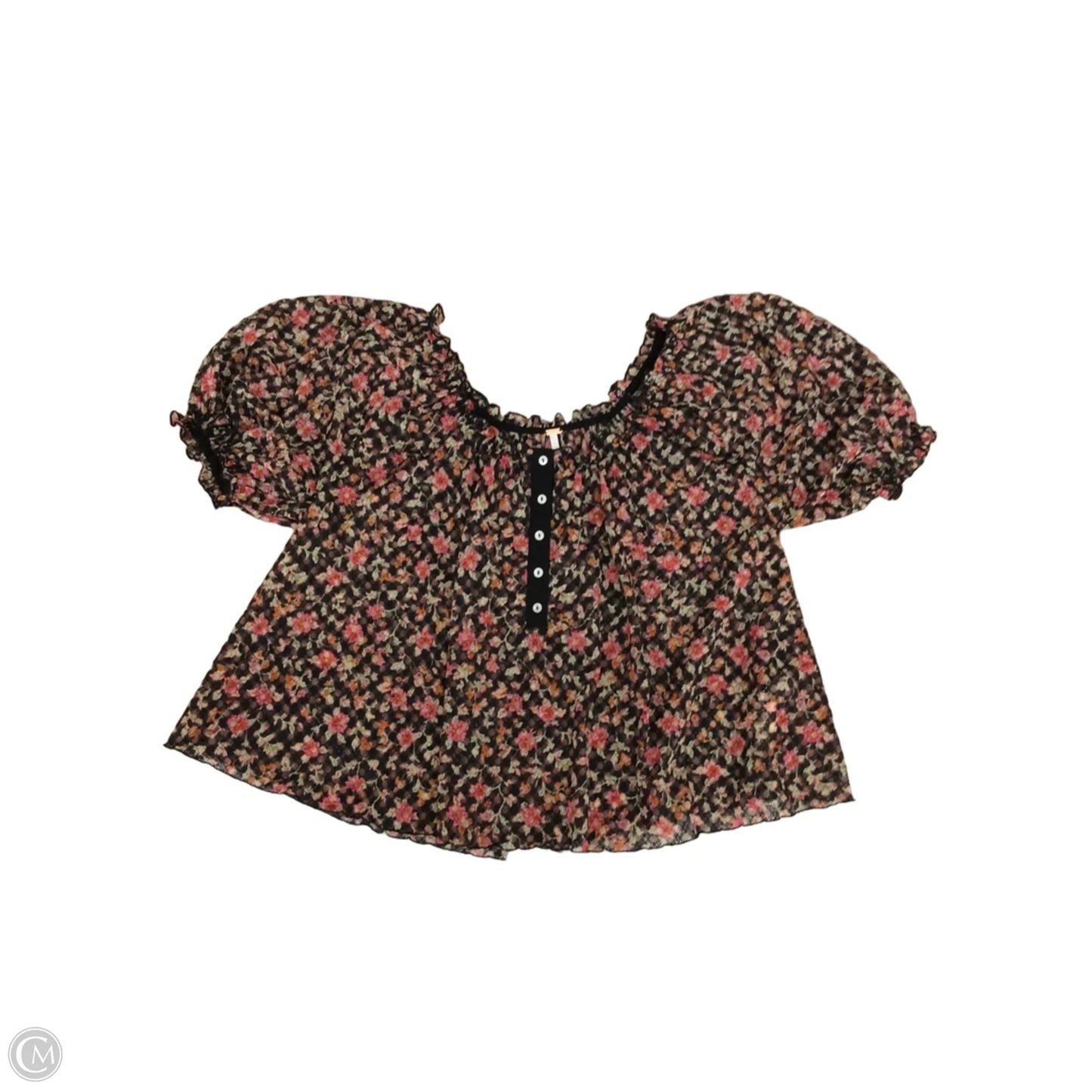 Top Short Sleeve By Free People In Floral Print, Size: Xs