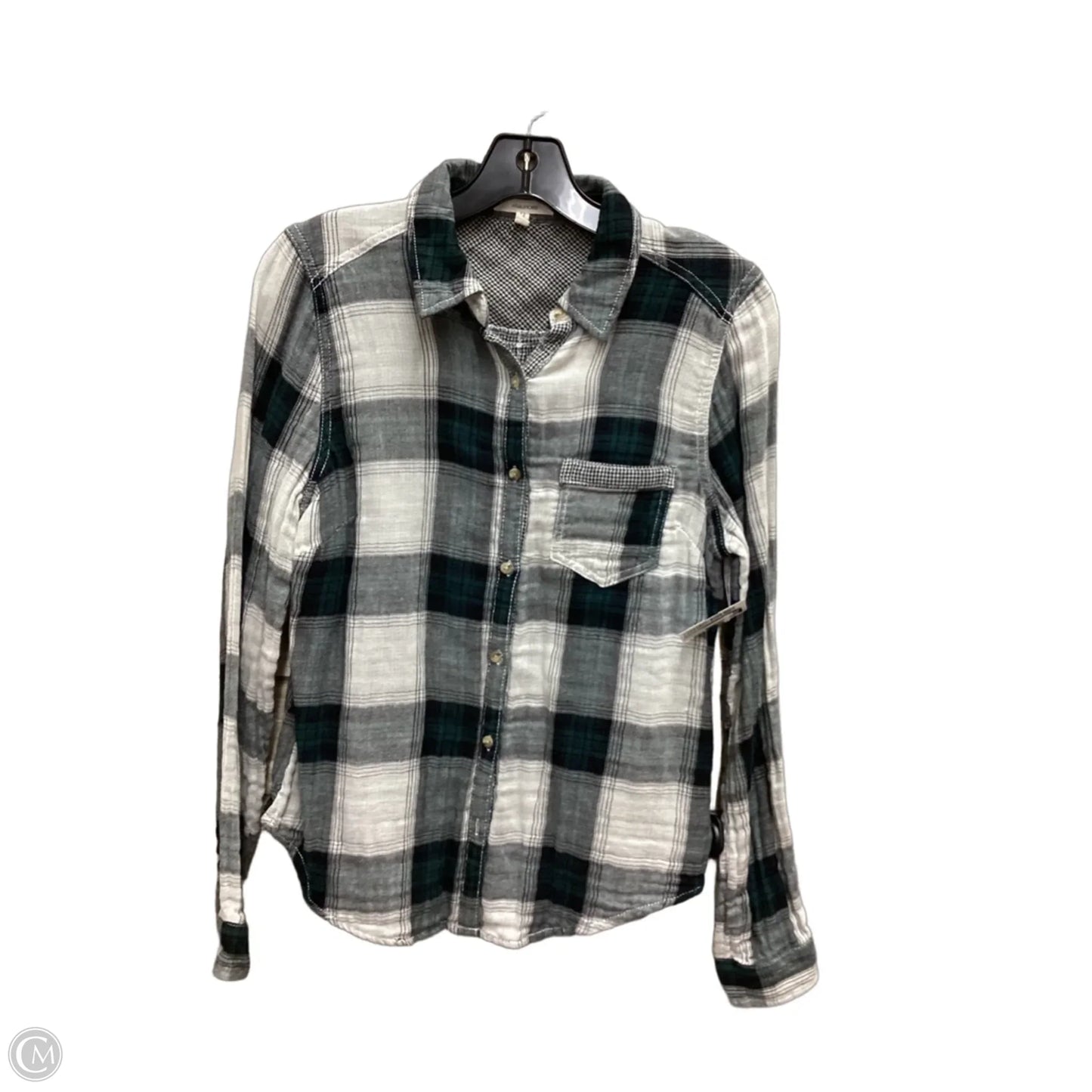 Top Long Sleeve By Maurices In Plaid Pattern, Size: S
