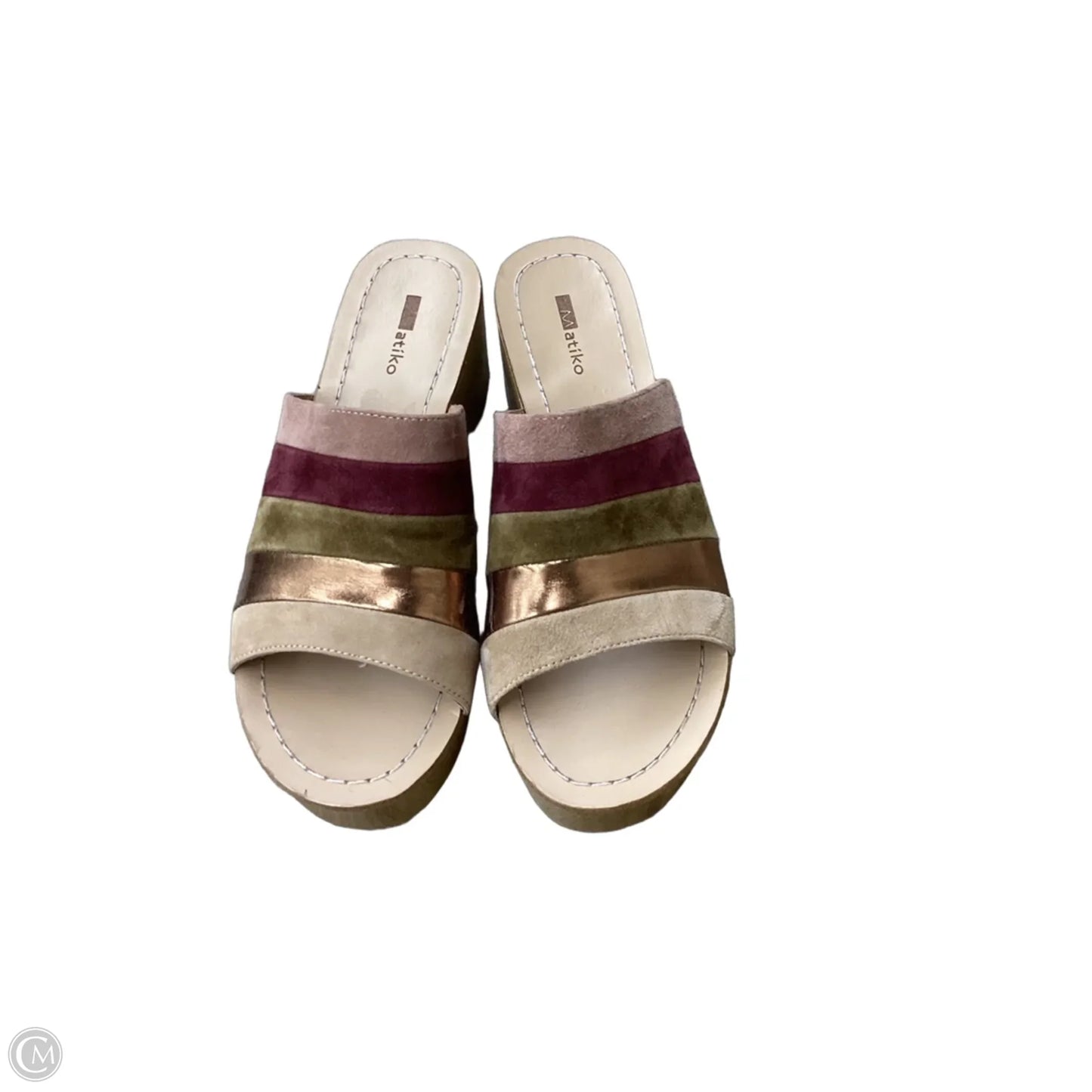 Sandals Heels Platform By Clothes Mentor In Striped Pattern, Size: 7.5