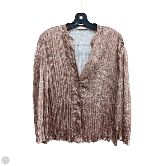 Top Long Sleeve By Vince In Tan, Size: L