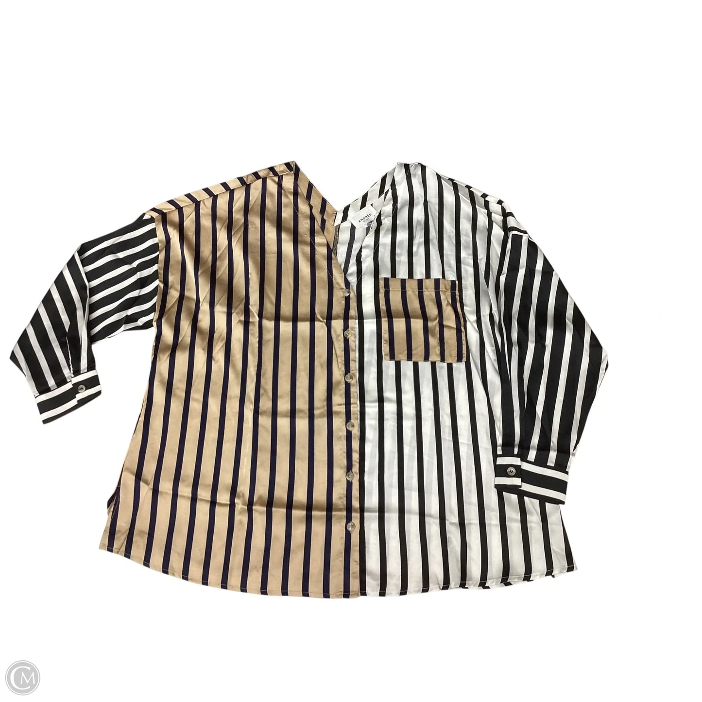 Top Long Sleeve By Andree By Unit In Striped Pattern, Size: 1x