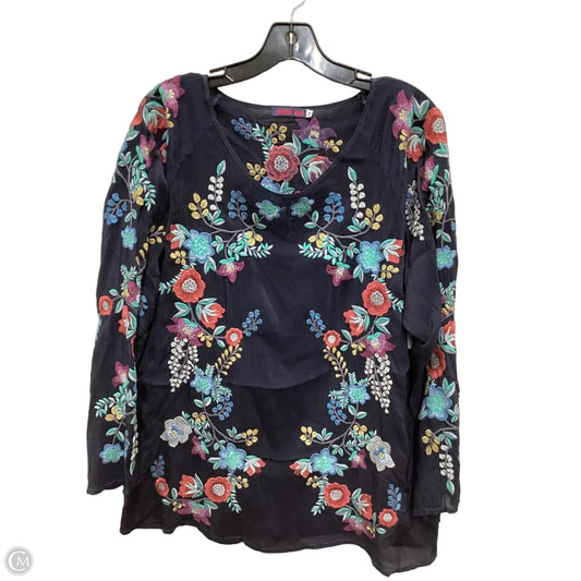 Top Long Sleeve Designer By Johnny Was In Navy, Size: M