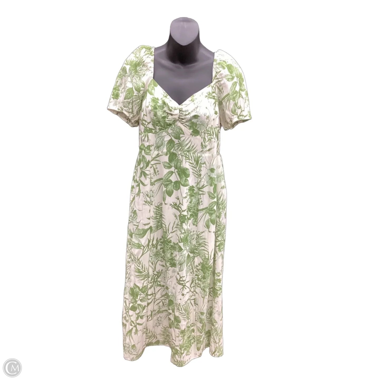 Dress Casual Maxi By Clothes Mentor In Green & White, Size: L