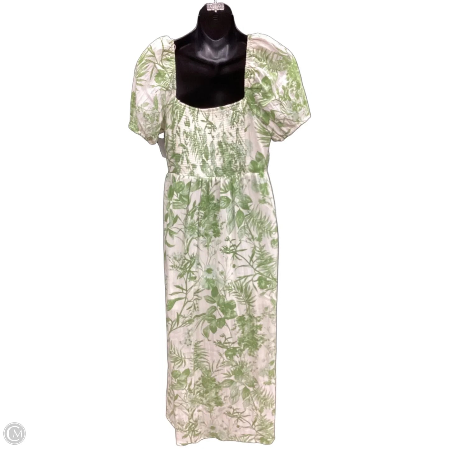 Dress Casual Maxi By Clothes Mentor In Green & White, Size: L