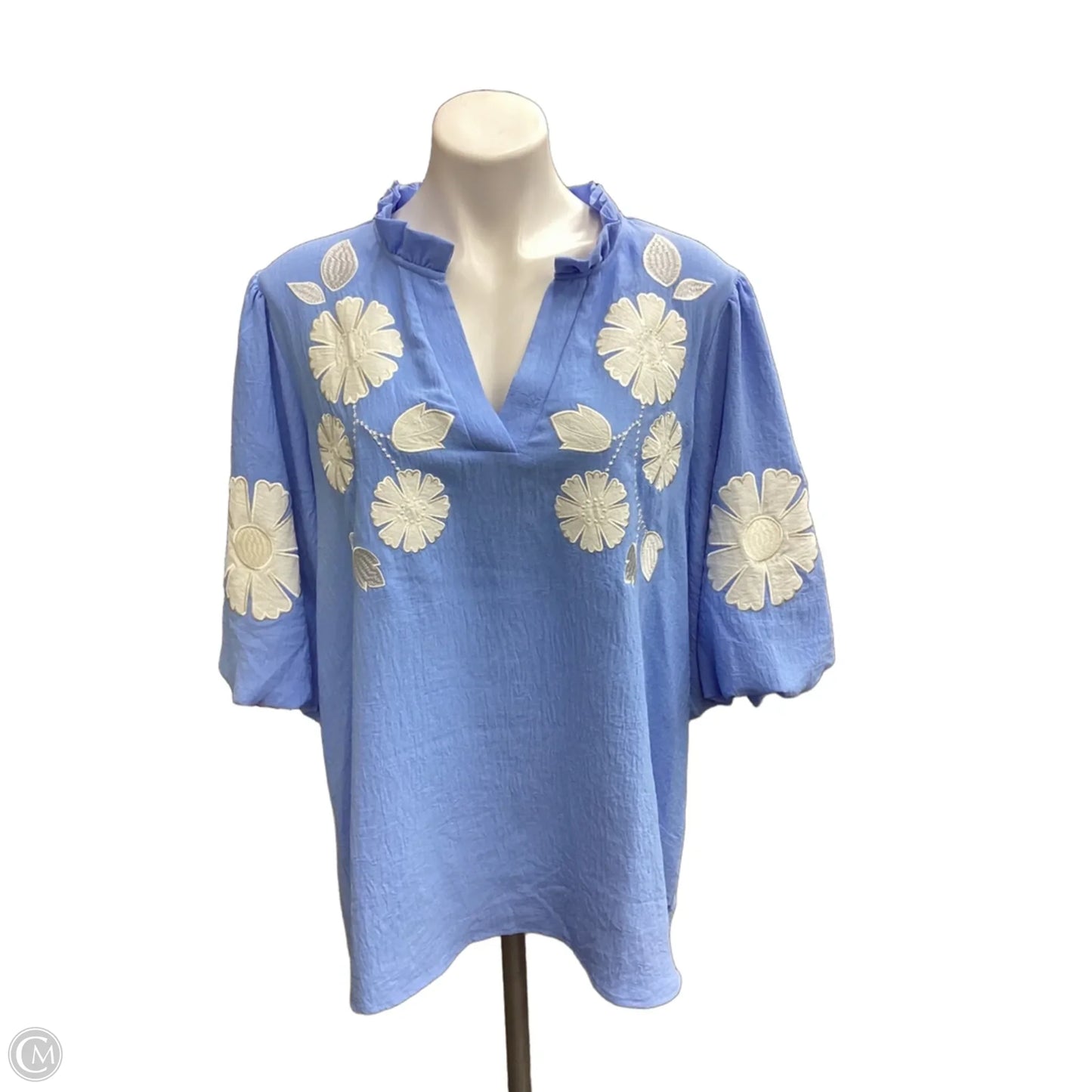 Top Short Sleeve By Oddi In Blue, Size: 3x