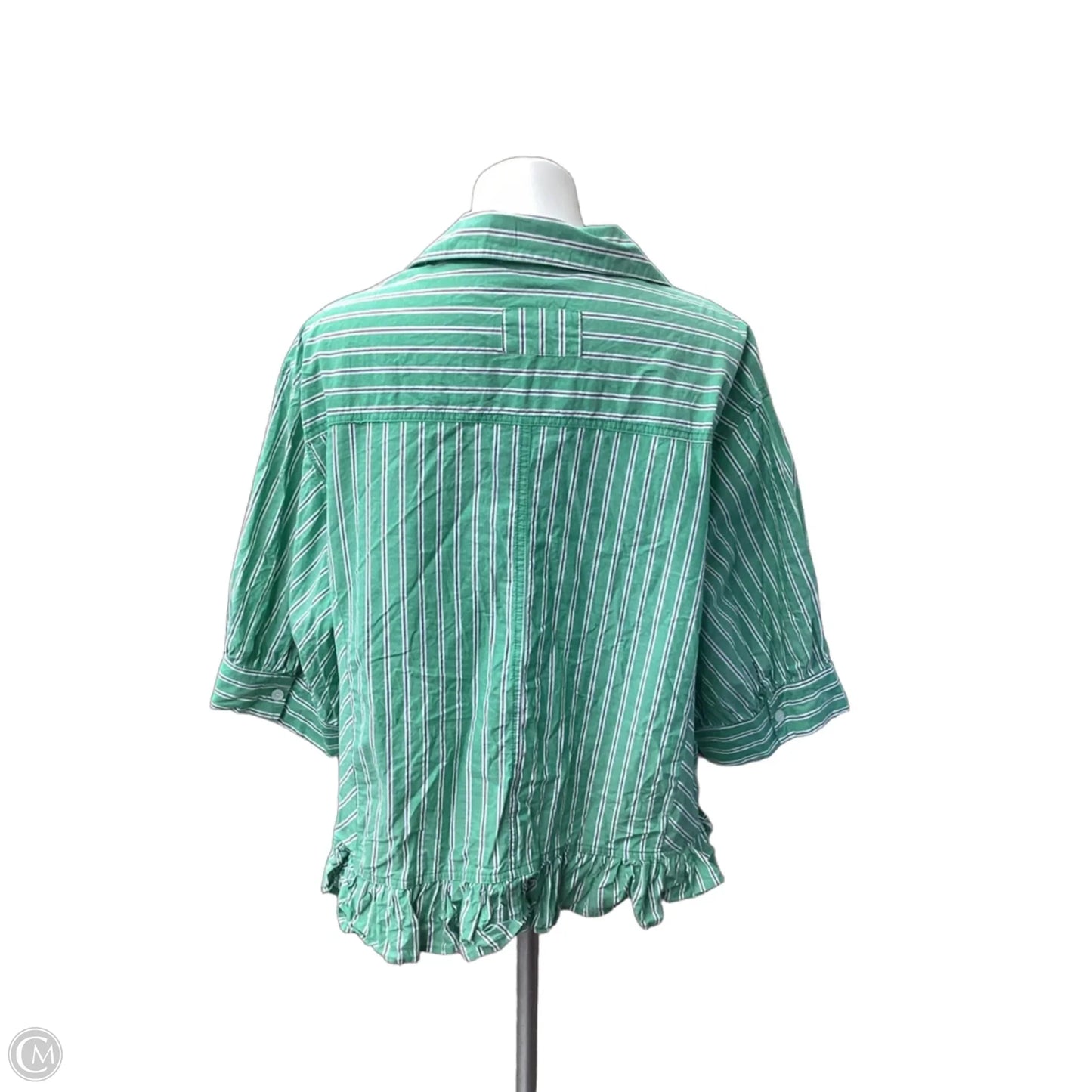 Top Short Sleeve By Clothes Mentor In Green & White, Size: 3x