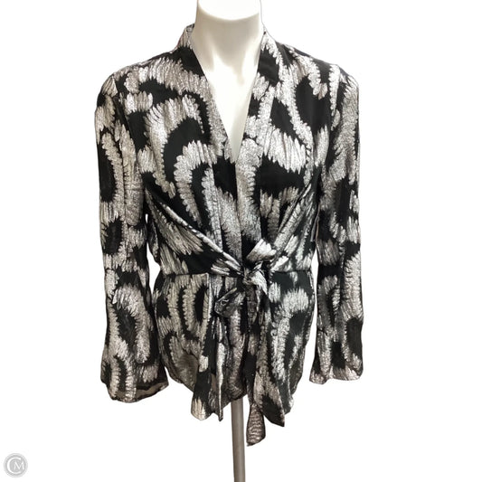 Blouse Long Sleeve By Kaktus In Black & Silver, Size: M