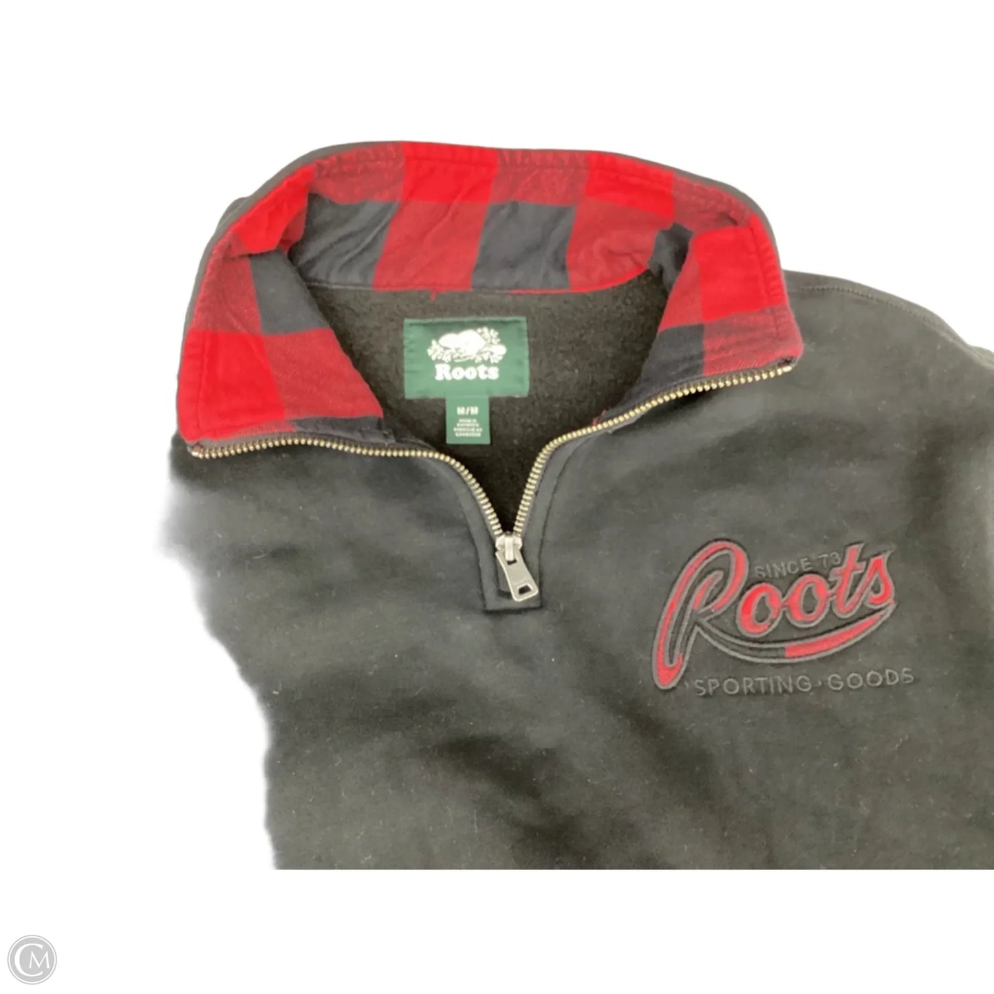 Sweatshirt Collar By Roots In Black & Red, Size: M