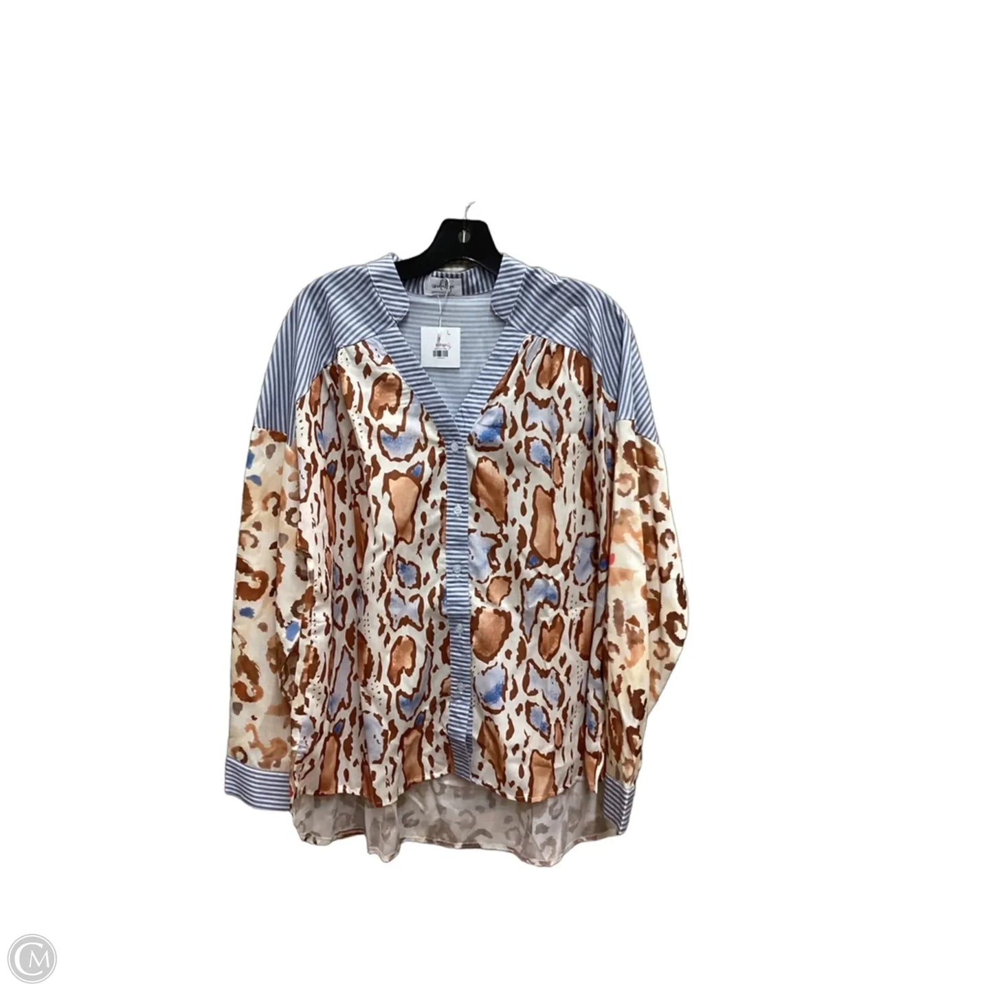 Blouse Long Sleeve By Indulge In Animal Print, Size: L