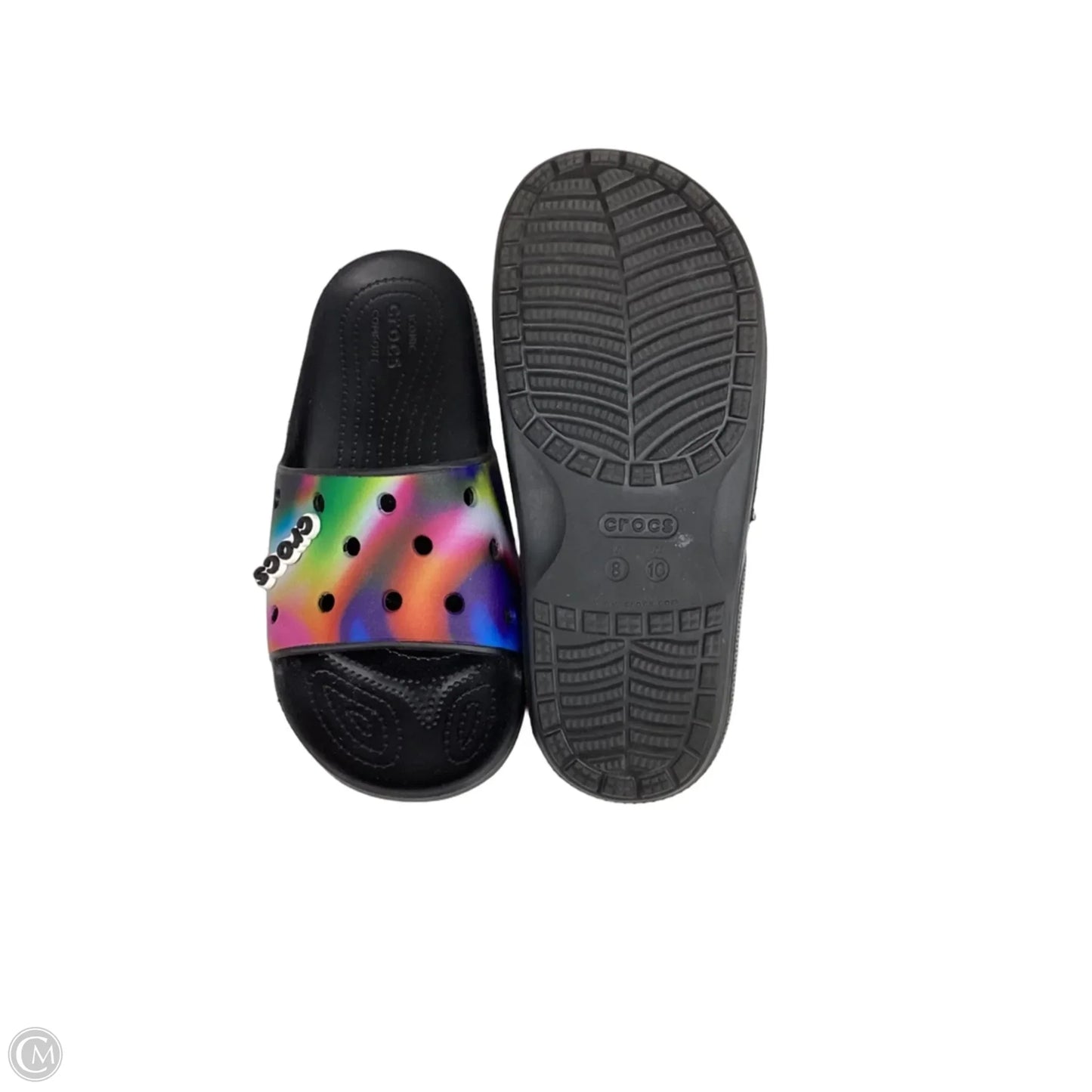 Sandals Flats By Crocs In Black, Size: 10