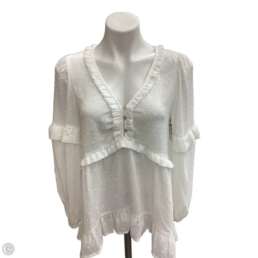 Blouse Long Sleeve By Blu Pepper In White, Size: S
