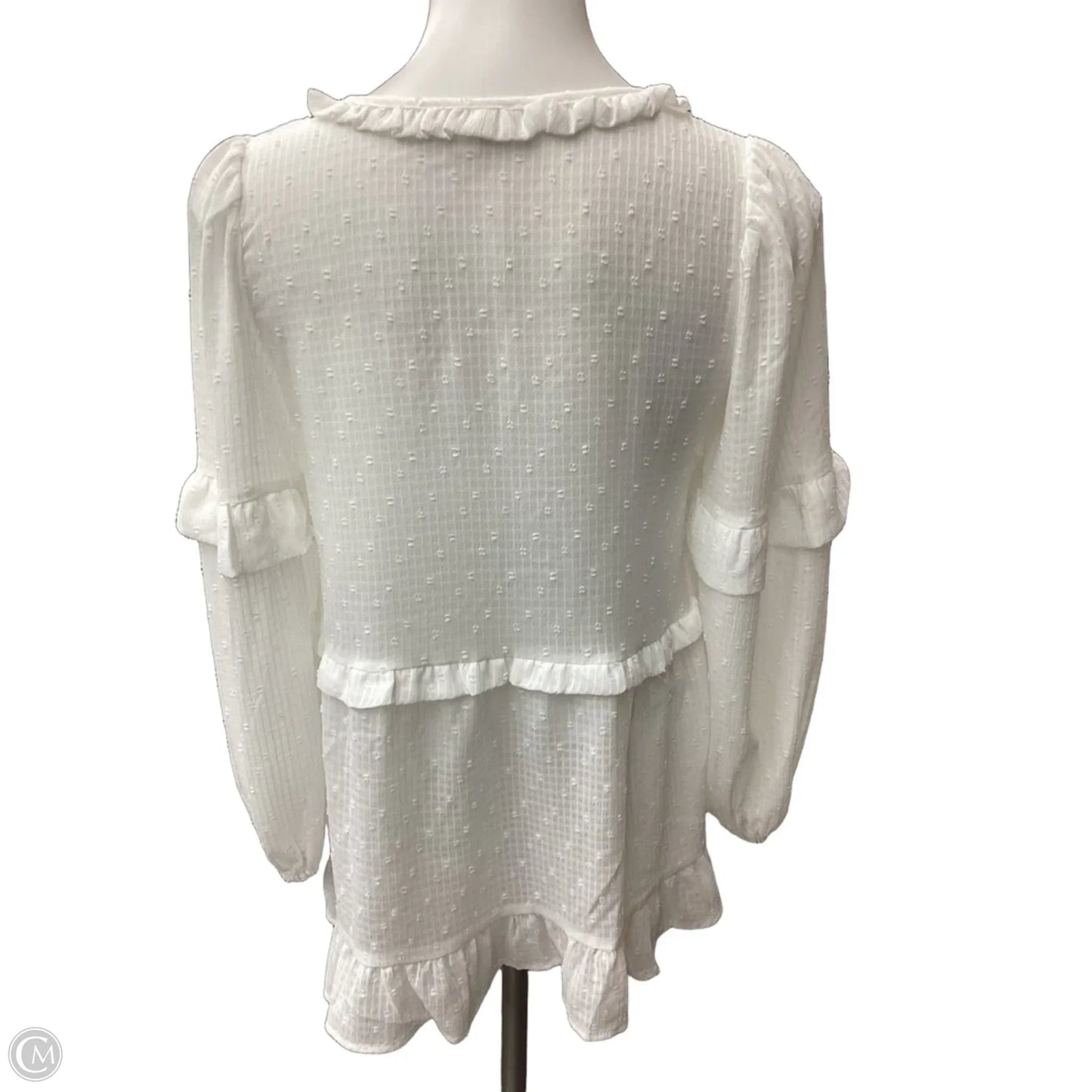 Blouse Long Sleeve By Blu Pepper In White, Size: S