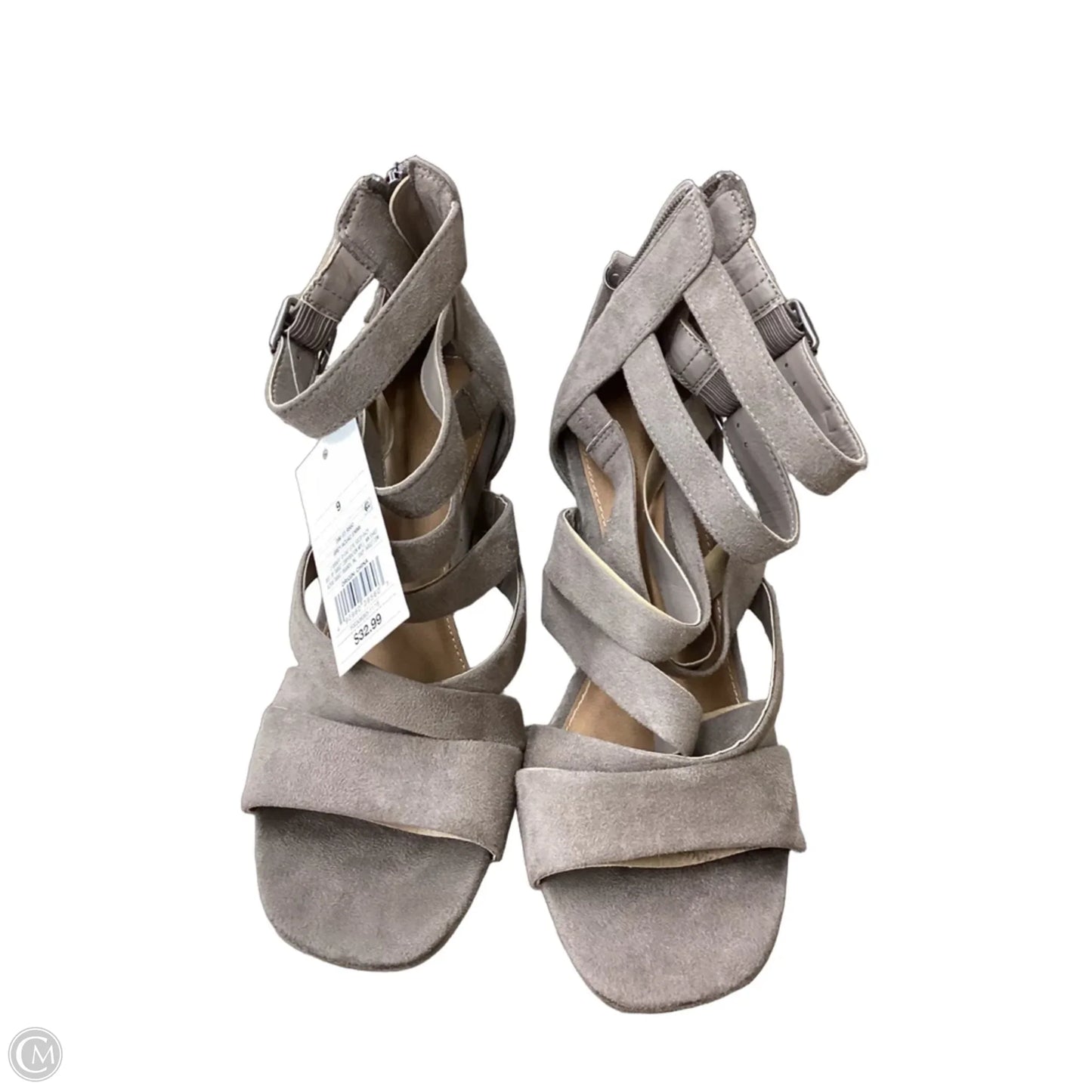 Sandals Heels Block By Universal Thread In Taupe, Size: 9