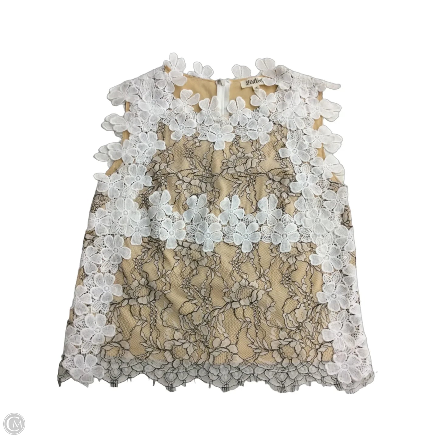 Top Sleeveless By Listicle In Tan & White, Size: L
