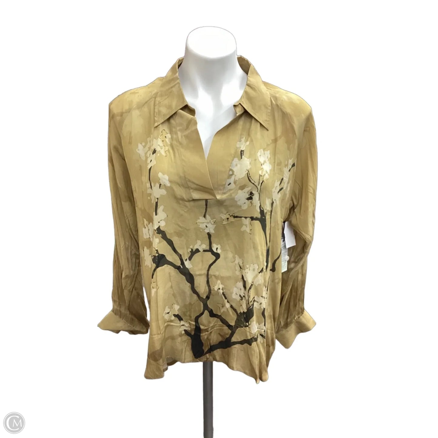 Blouse Long Sleeve By Clothes Mentor In Gold, Size: L