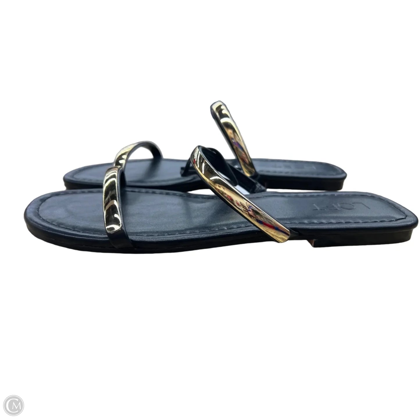 Sandals Flats By Loft In Black & Gold, Size: 7