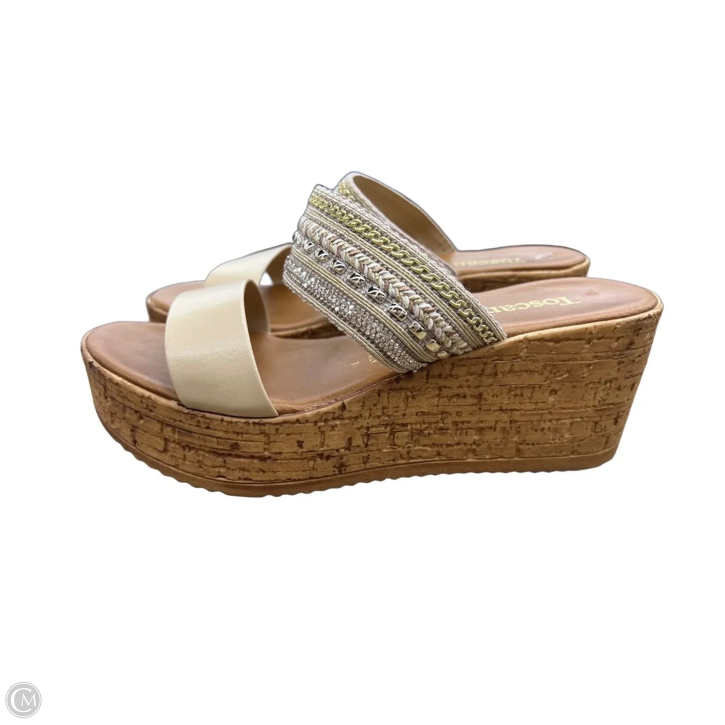 Sandals Heels Wedge By Toscanella In Tan, Size: 7