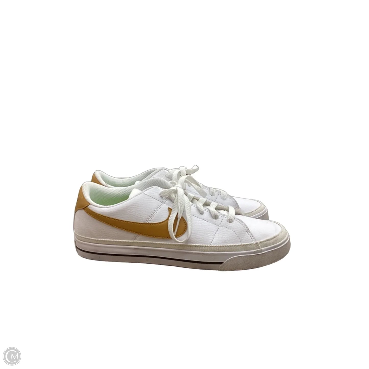 Shoes Sneakers By Nike In White & Yellow, Size: 9.5