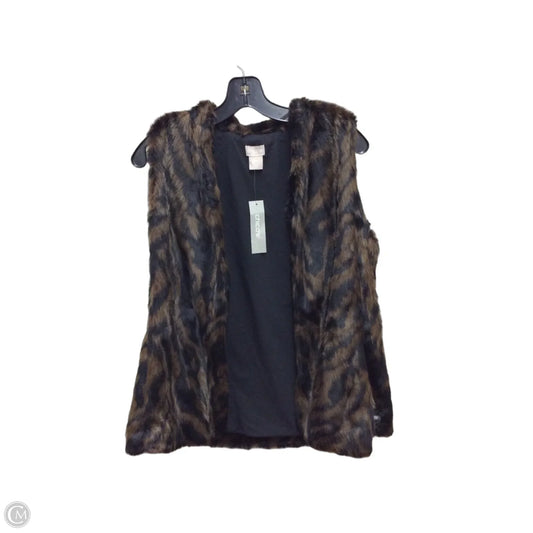 Vest Faux Fur & Sherpa By Chicos In Black & Brown, Size: S