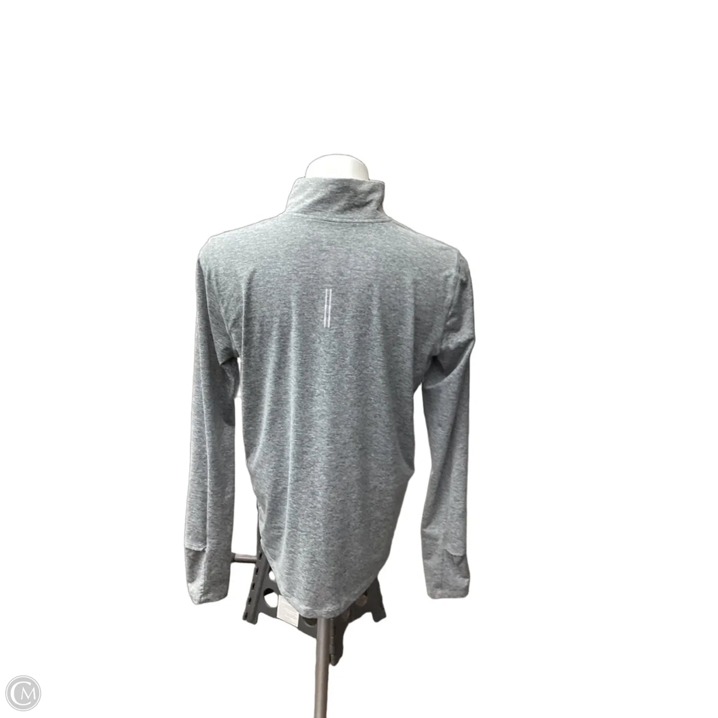 Athletic Top Long Sleeve Collar By Nike In Grey, Size: M