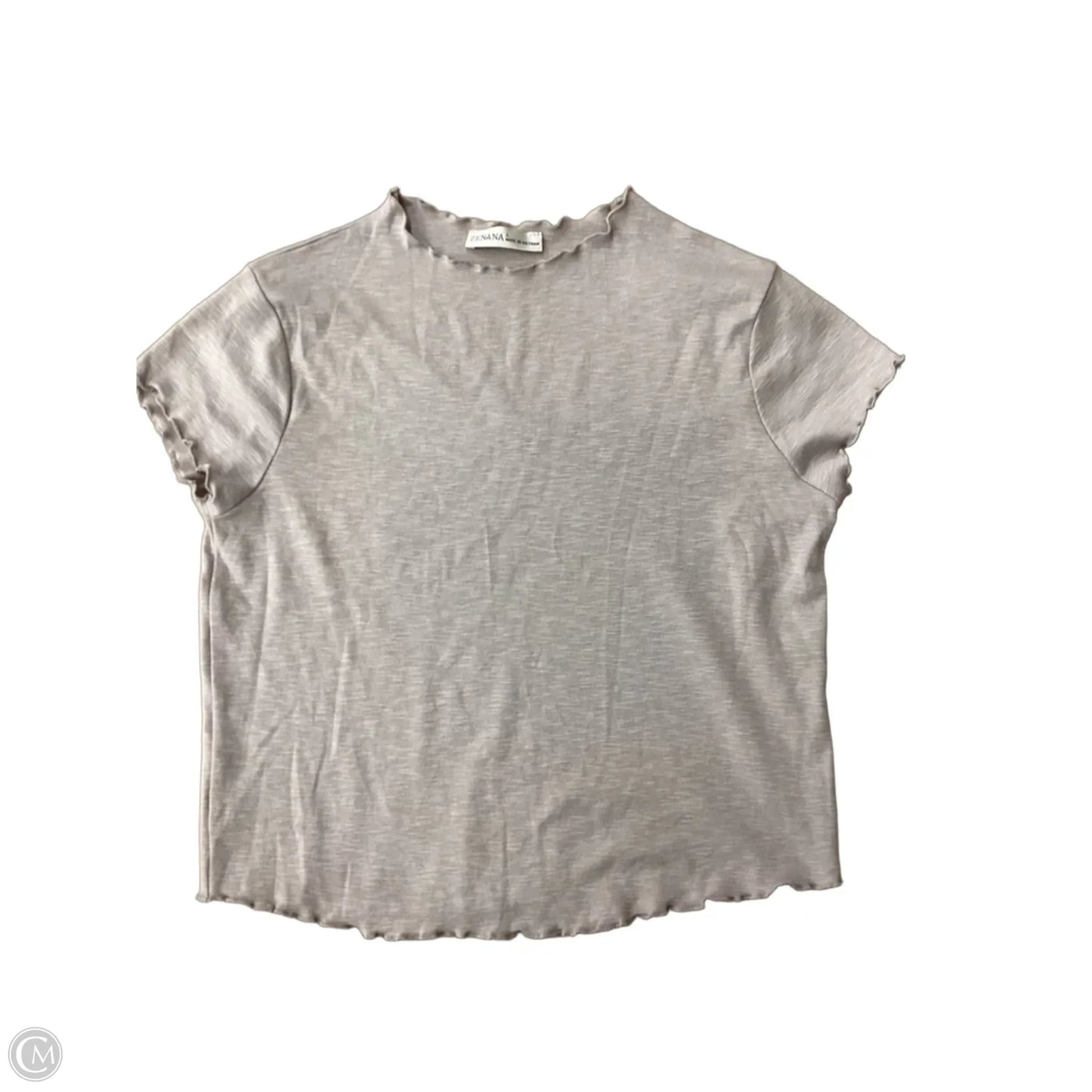 Top Short Sleeve Basic By Zenana In Taupe, Size: L