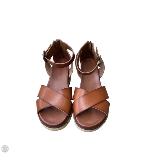 Sandals Heels Wedge By Mia In Brown, Size: 7