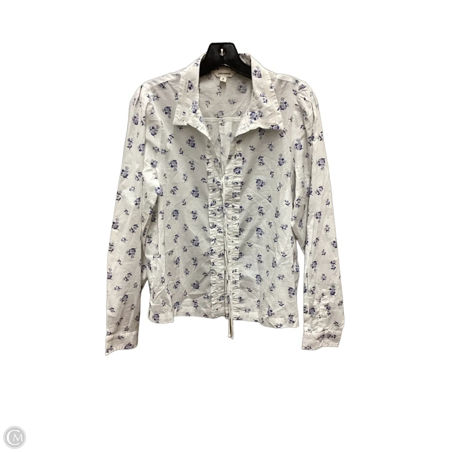 Blouse Long Sleeve By Lucky Brand In White, Size: M
