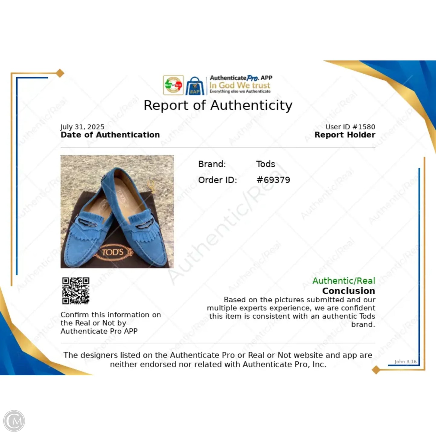 Shoes Luxury Designer By Tods In Blue, Size: 8