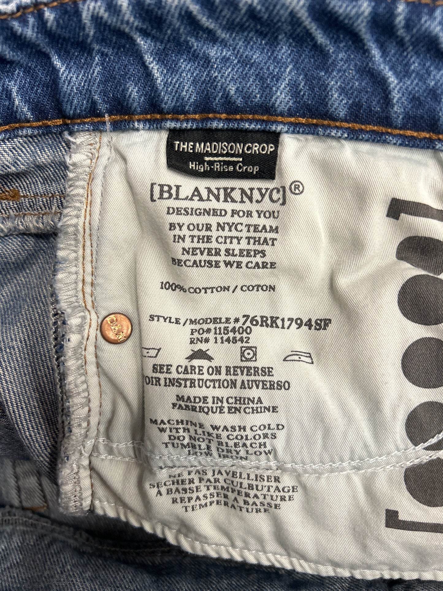 Jeans Cropped By Blanknyc In Blue Denim, Size: 0