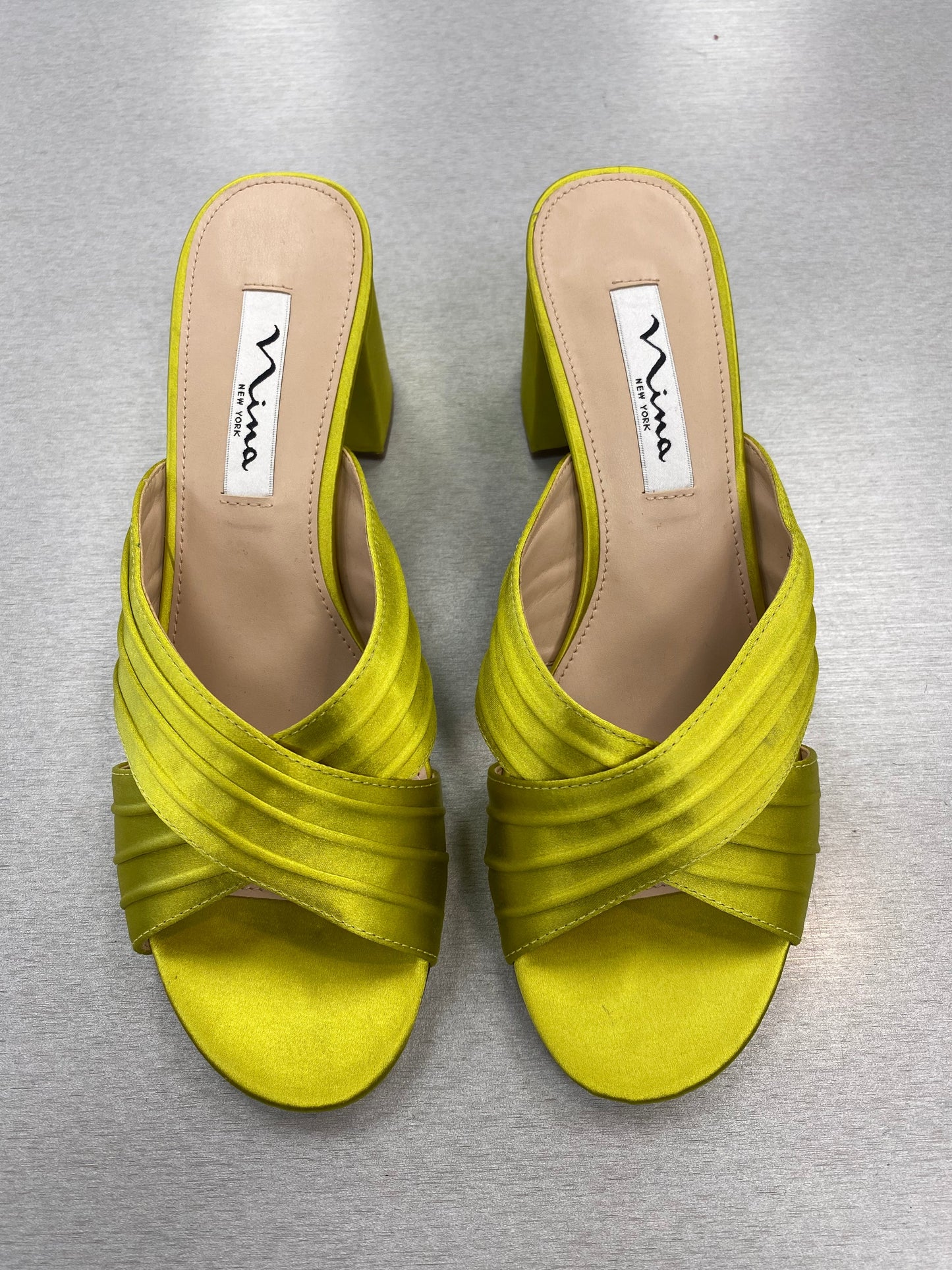 Sandals Heels Block By Nina In Yellow, Size: 7.5