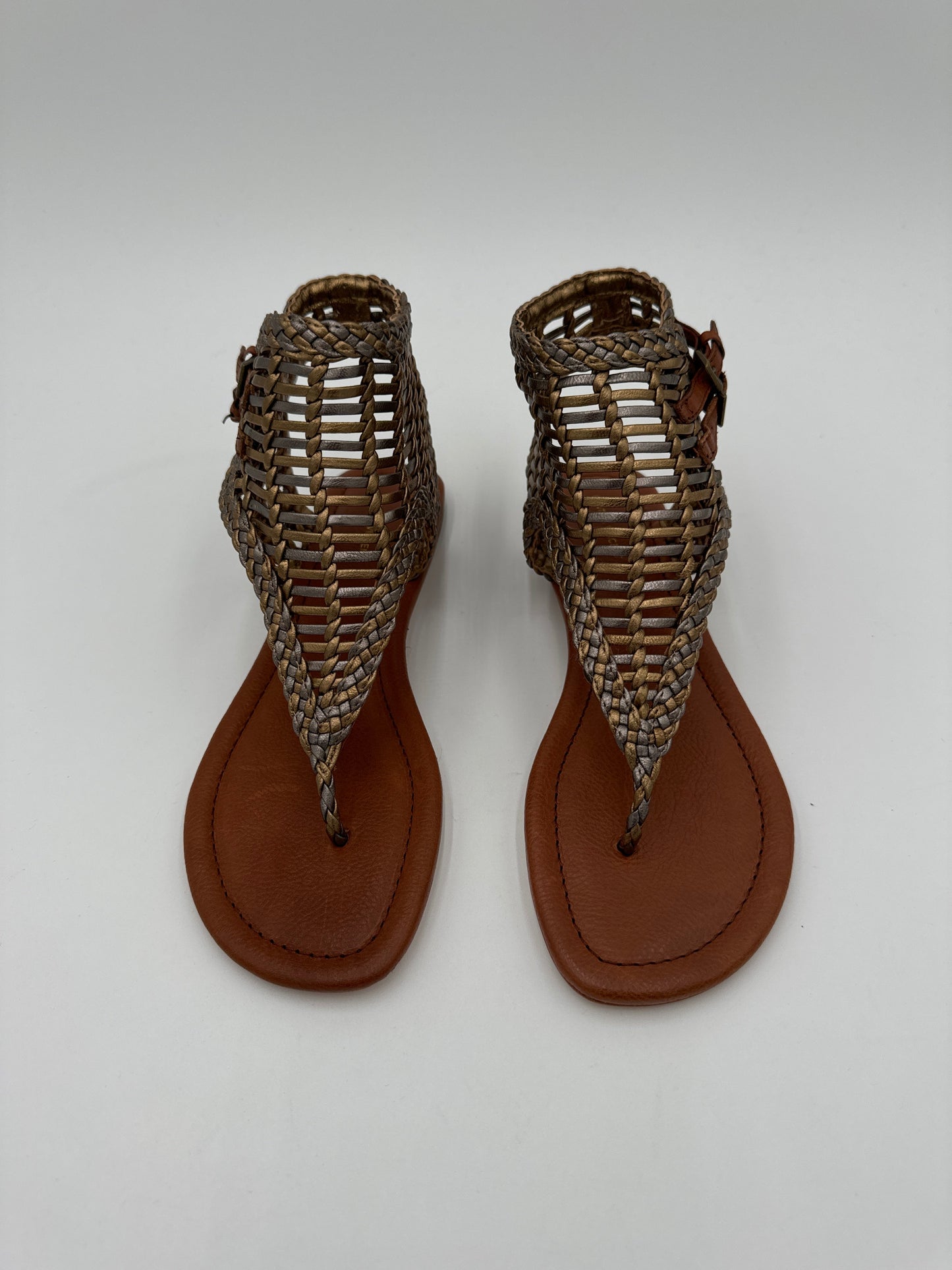 Sandals Flats By Cynthia Vincent In Brown & Gold, Size: 9.5