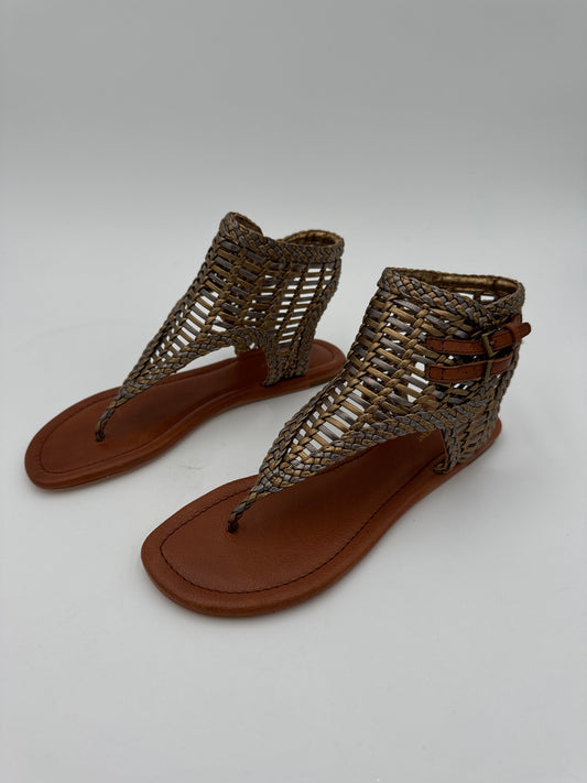 Sandals Flats By Cynthia Vincent In Brown & Gold, Size: 9.5