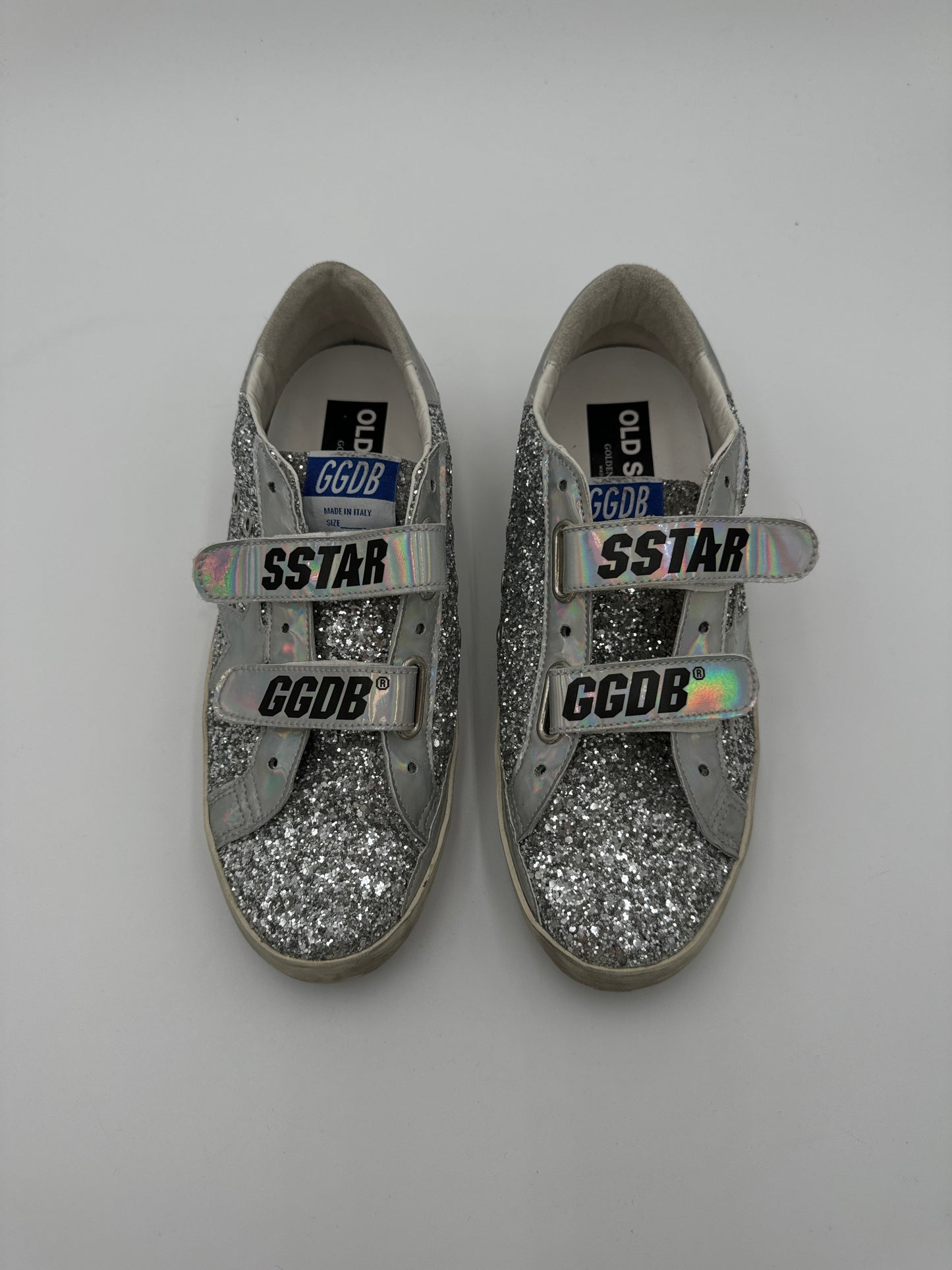 Shoes Luxury Designer By Golden Goose In Silver, Size: 9