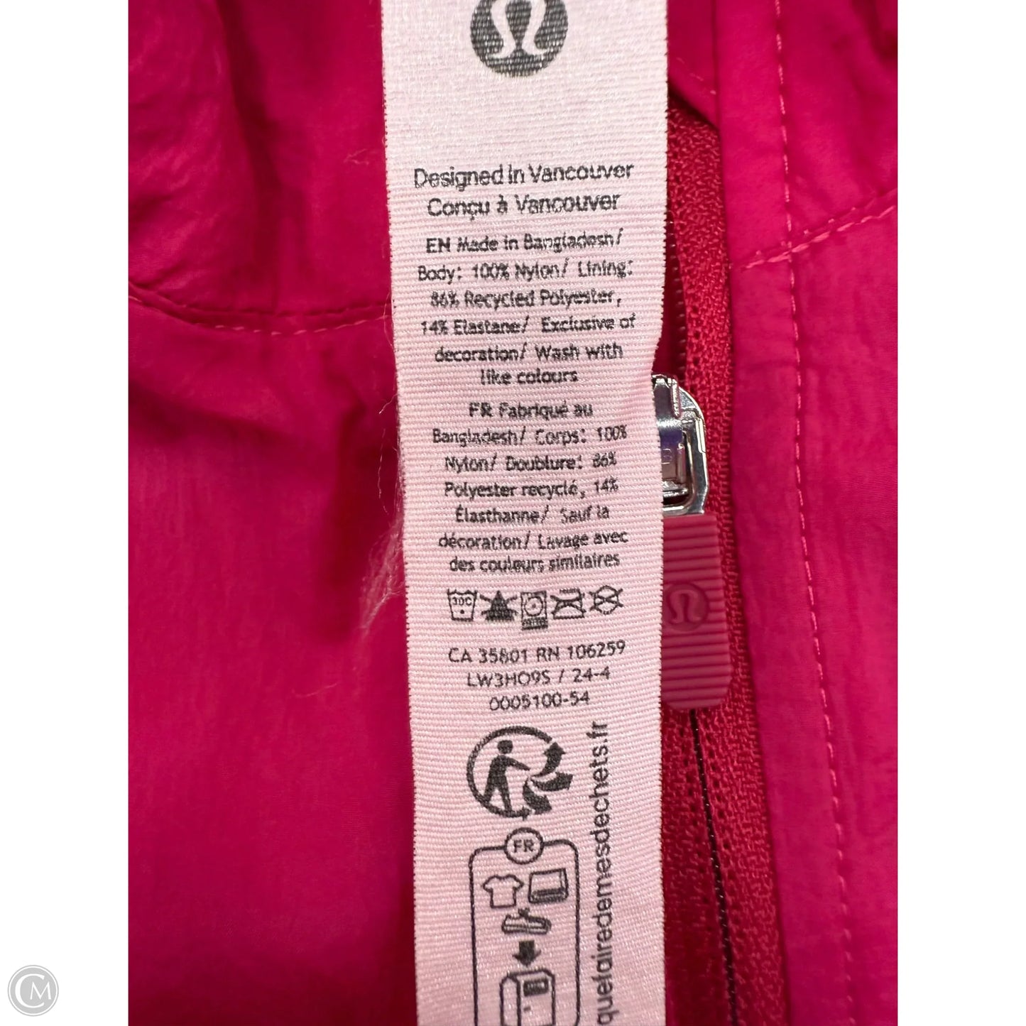 Athletic Jacket By Lululemon In Pink & White, Size: 8