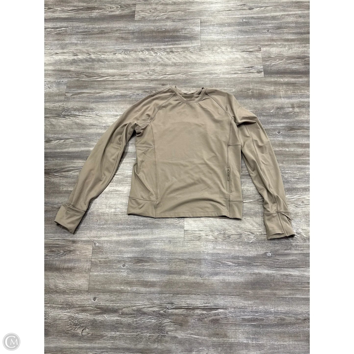Athletic Top Long Sleeve Crewneck By Lululemon In Tan, Size: M