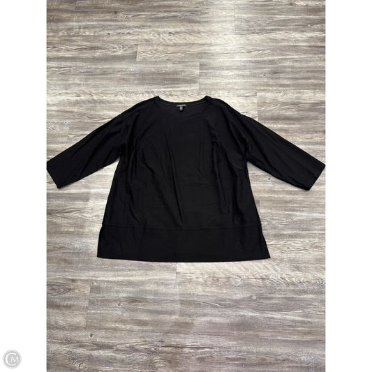 Top 3/4 Sleeve By Eileen Fisher In Black, Size: 1x