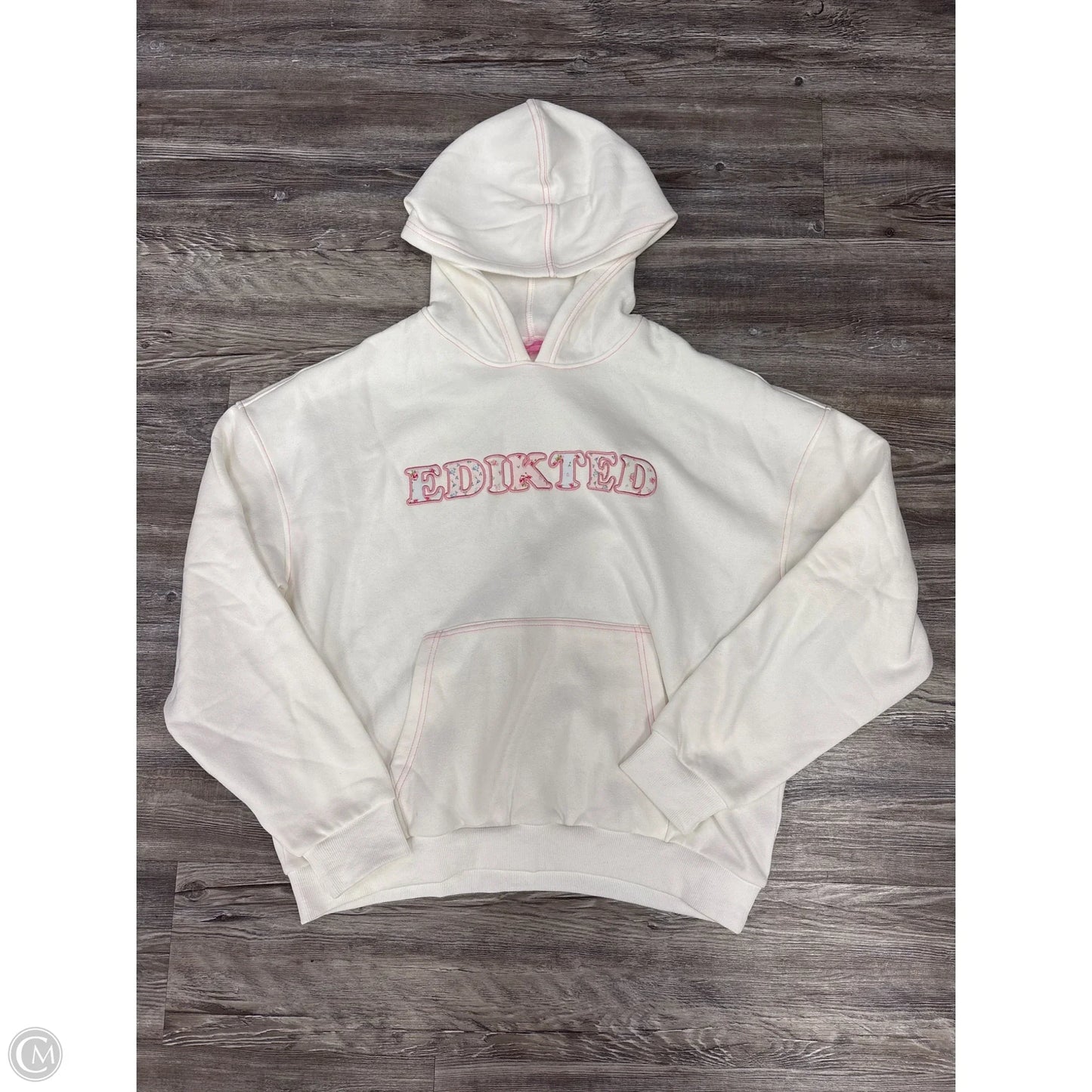 Sweatshirt Hoodie By Edikted In White, Size: L
