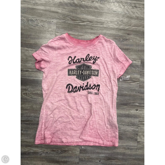Top Short Sleeve By Harley Davidson In Pink, Size: M