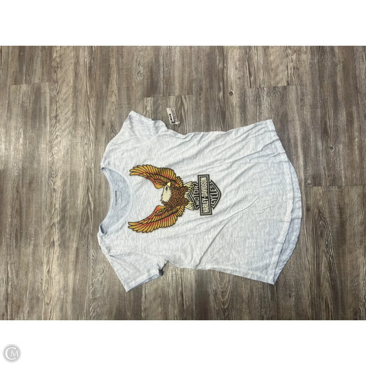 Top Short Sleeve By Harley Davidson In Blue & Yellow, Size: M