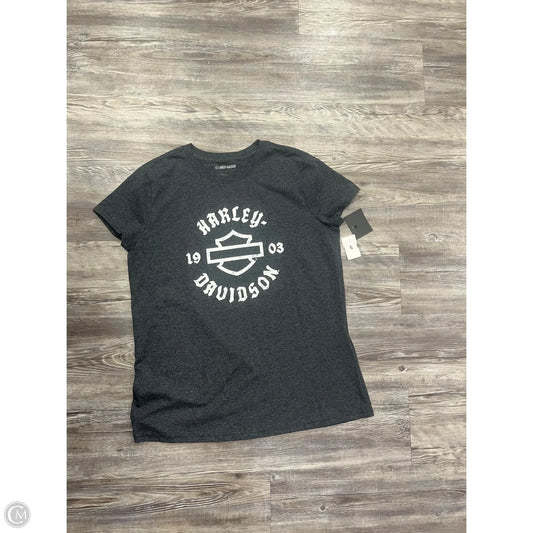 Top Short Sleeve By Harley Davidson In Grey & White, Size: L