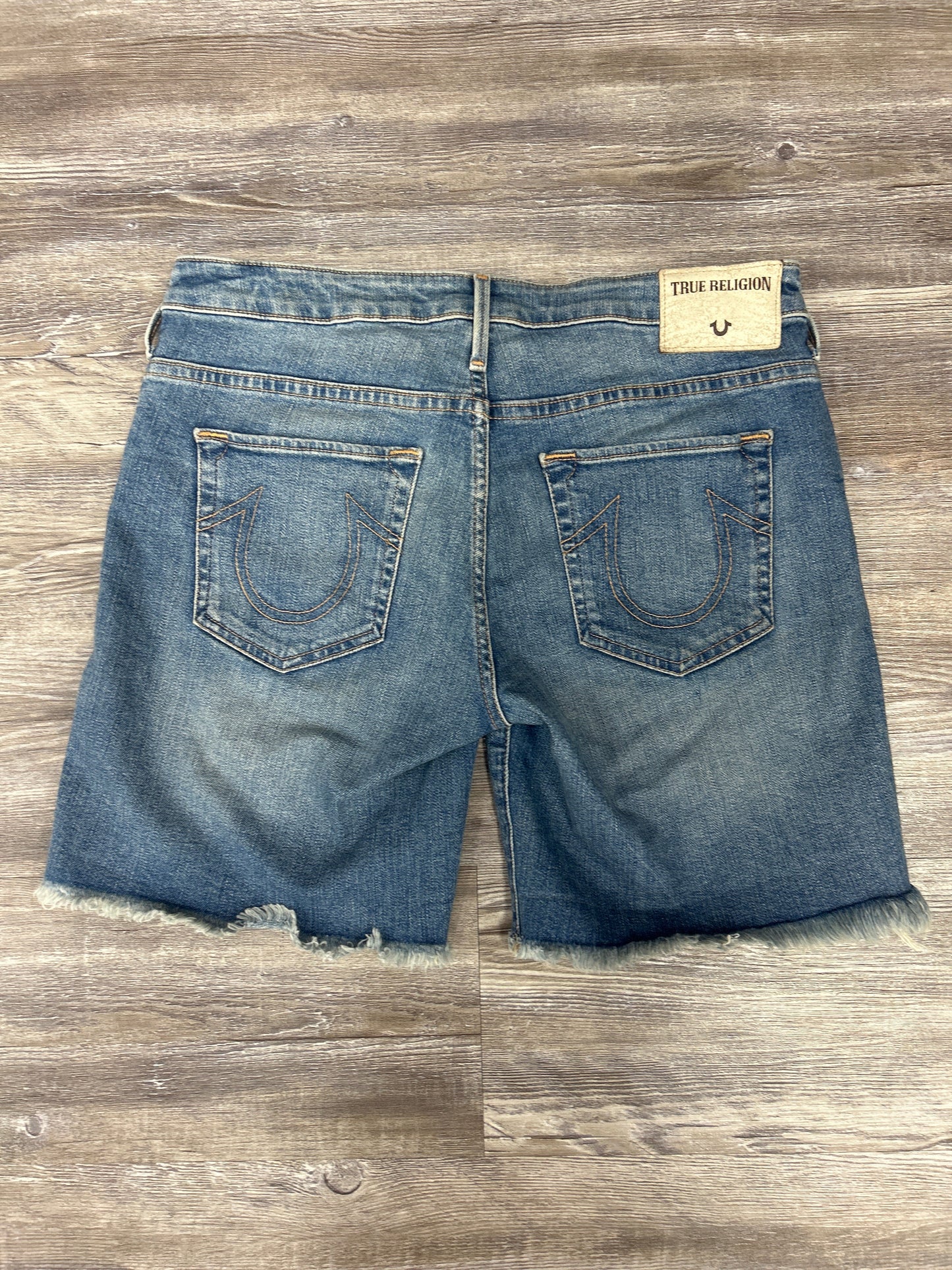 Shorts Designer By True Religion In Blue Denim, Size: 4