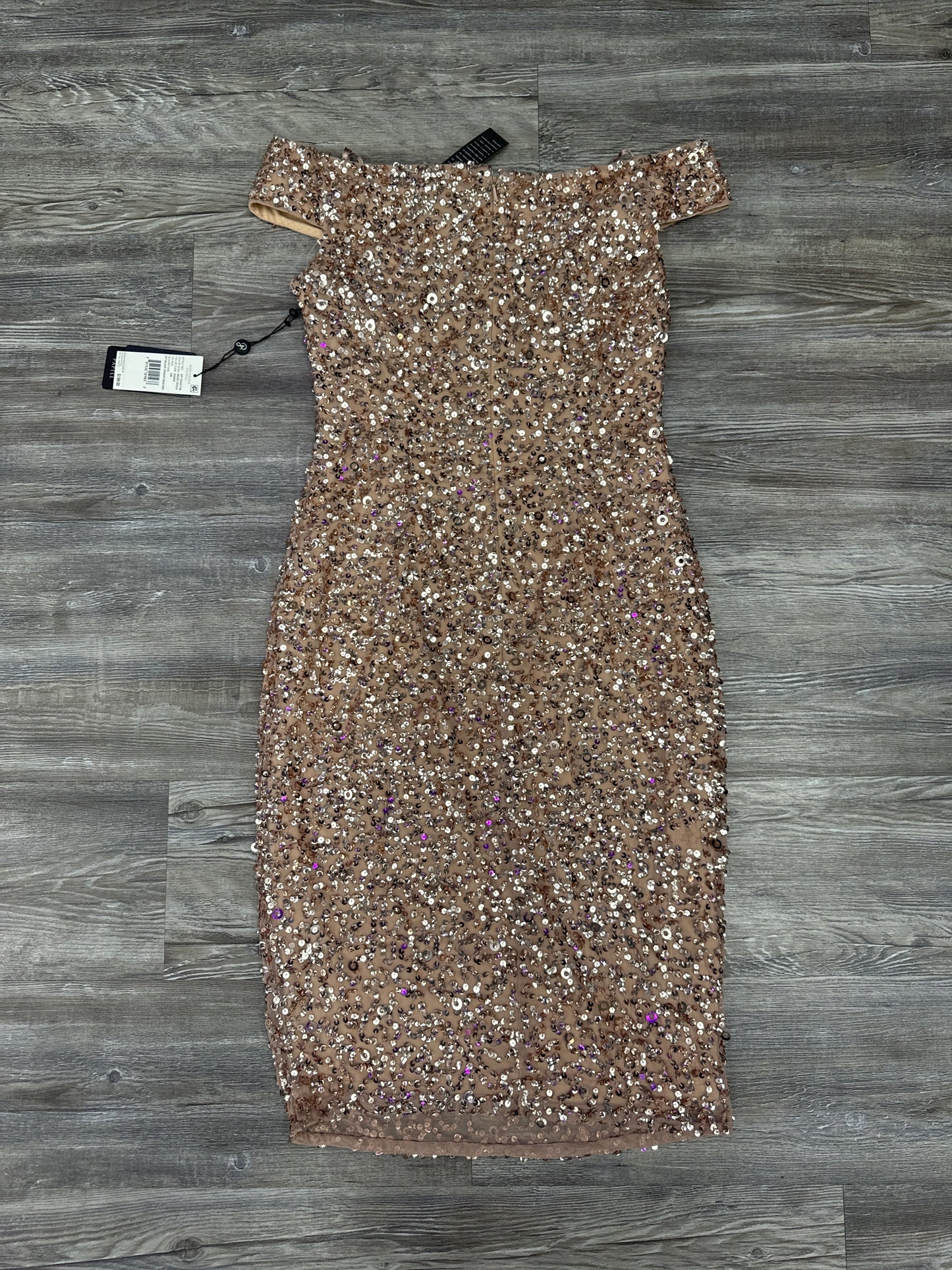 Dress Party Midi By Adrianna Papell In Rose Gold, Size: 2