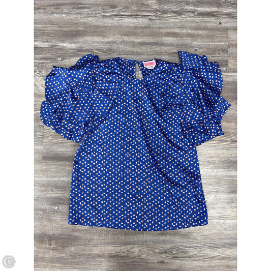 Top Short Sleeve Designer By Kate Spade In Blue & Brown, Size: Xs
